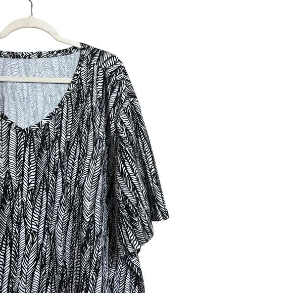 Catherines Easy Fit Tees Womens 6X 38W Black White Print Boho Cotton Blouse - Picture 3 of 8